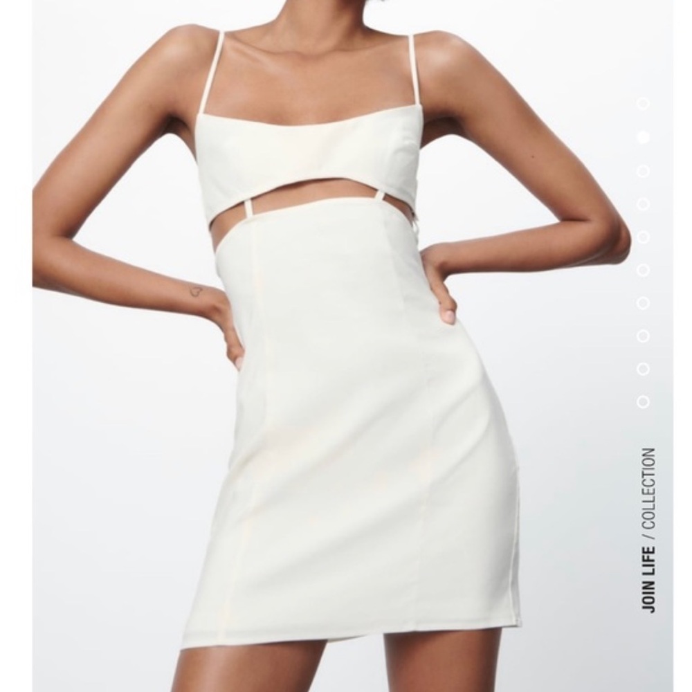 ZARA | linen blend Cut out Mini Dress